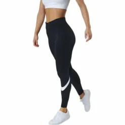 Sportswear Essential Women's Mid-Rise Swoosh Leggings BLACK/WHITE