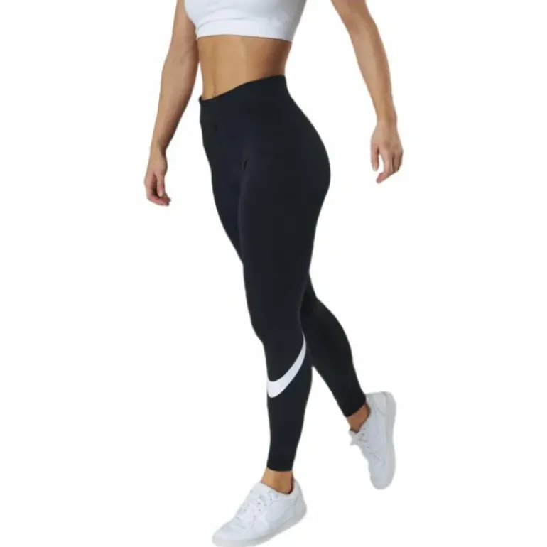 Sportswear Essential Women's Mid-Rise Swoosh Leggings BLACK/WHITE