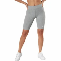 Sportswear Essential Women's Mid-Rise Bike Shorts DK GREY HEATHER/WHITE