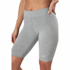 Sportswear Essential Women's Mid-Rise Bike Shorts DK GREY HEATHER/WHITE
