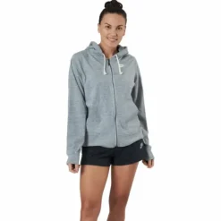 Sportswear Gym Vintage Women's Full-Zip Hoodie DK GREY HEATHER/WHITE