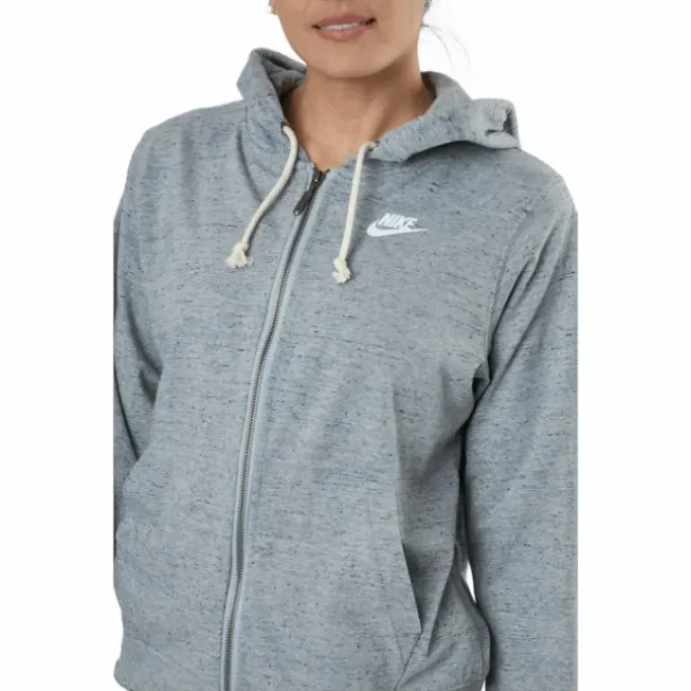 Sportswear Gym Vintage Women's Full-Zip Hoodie DK GREY HEATHER/WHITE
