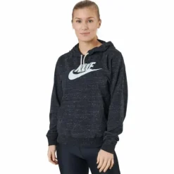 Sportswear Gym Vintage Women's Pullover Hoodie BLACK/WHITE