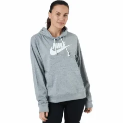Sportswear Gym Vintage Women's Pullover Hoodie DK GREY HEATHER/WHITE