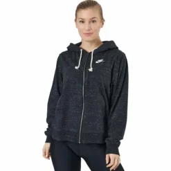 Sportswear Gym Vintage Women's Full-Zip Hoodie BLACK/WHITE