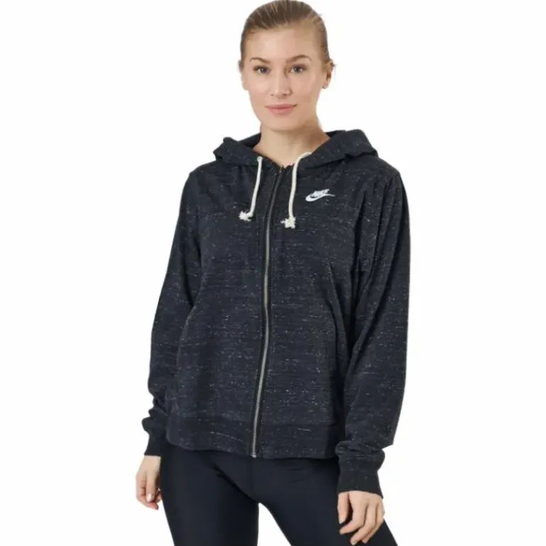 Sportswear Gym Vintage Women's Full-Zip Hoodie BLACK/WHITE