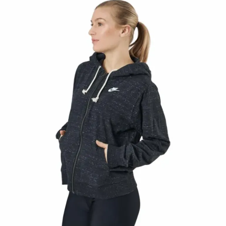 Sportswear Gym Vintage Women's Full-Zip Hoodie BLACK/WHITE