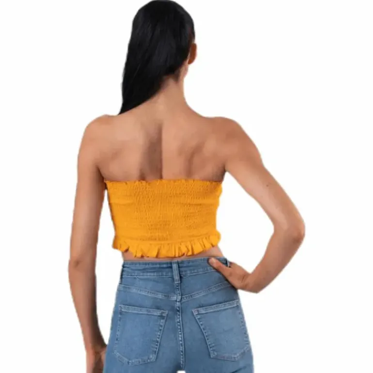 Sunny Bandeau Smock Top Yellow