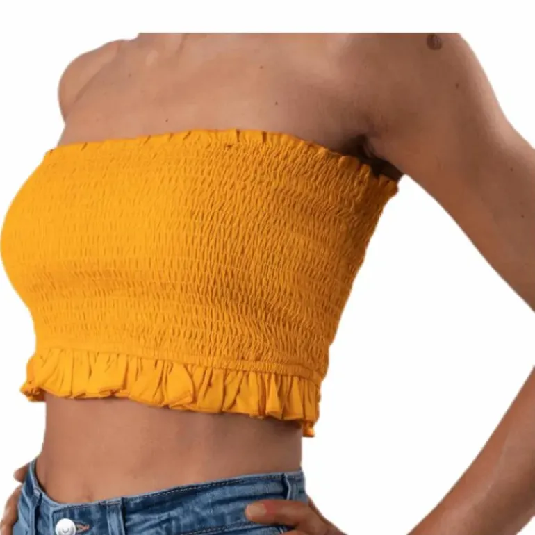 Sunny Bandeau Smock Top Yellow