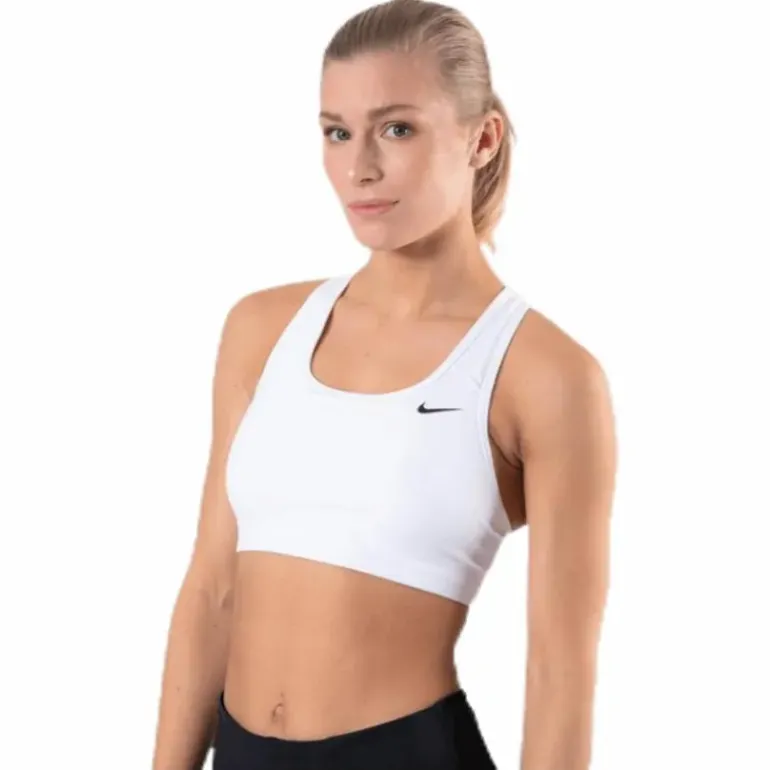 Swoosh Women's Medium-Support Non-Padded Sports Bra WHITE/BLACK