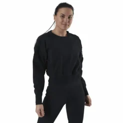 Therma Cropped Fleece LS Crew Black