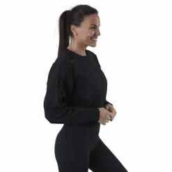 Therma Cropped Fleece LS Crew Black