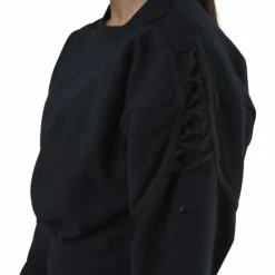 Therma Cropped Fleece LS Crew Black