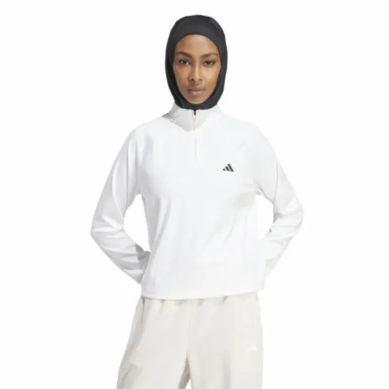 Train Essentials Minimal Branding 1/4-Zip Cover Up White