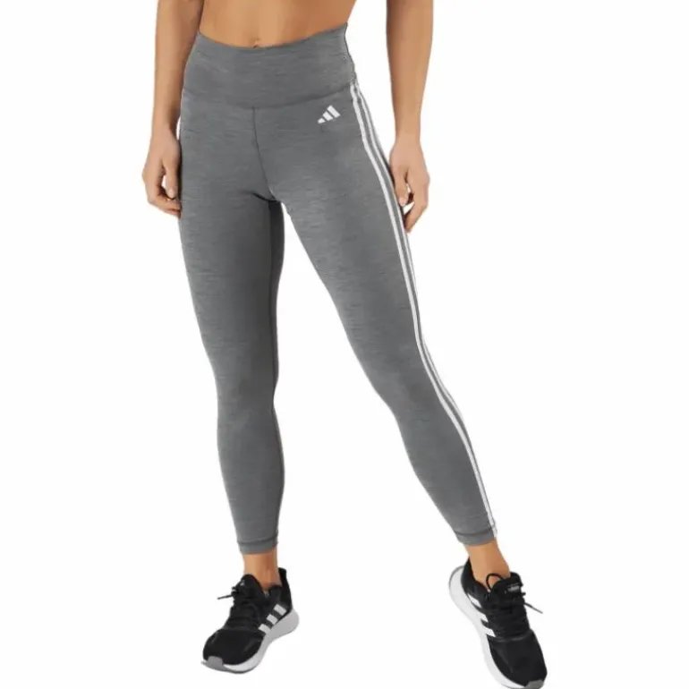 Train Essentials 3-Stripes High-Waisted 7/8 Leggings Dark Grey Heather