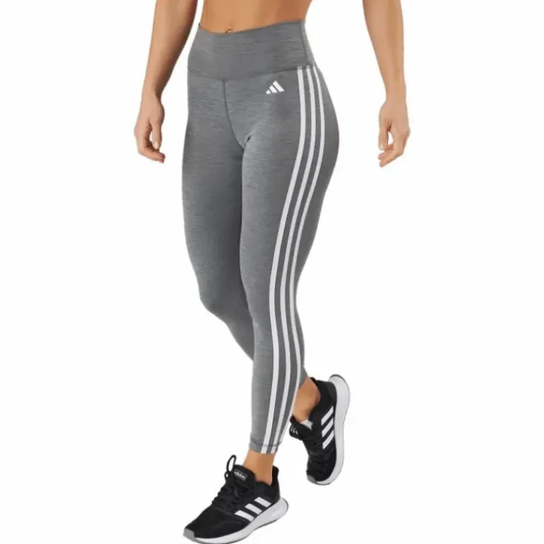 Train Essentials 3-Stripes High-Waisted 7/8 Leggings Dark Grey Heather