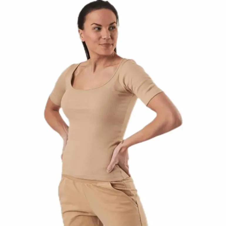 T-shirt Ribbed Beige
