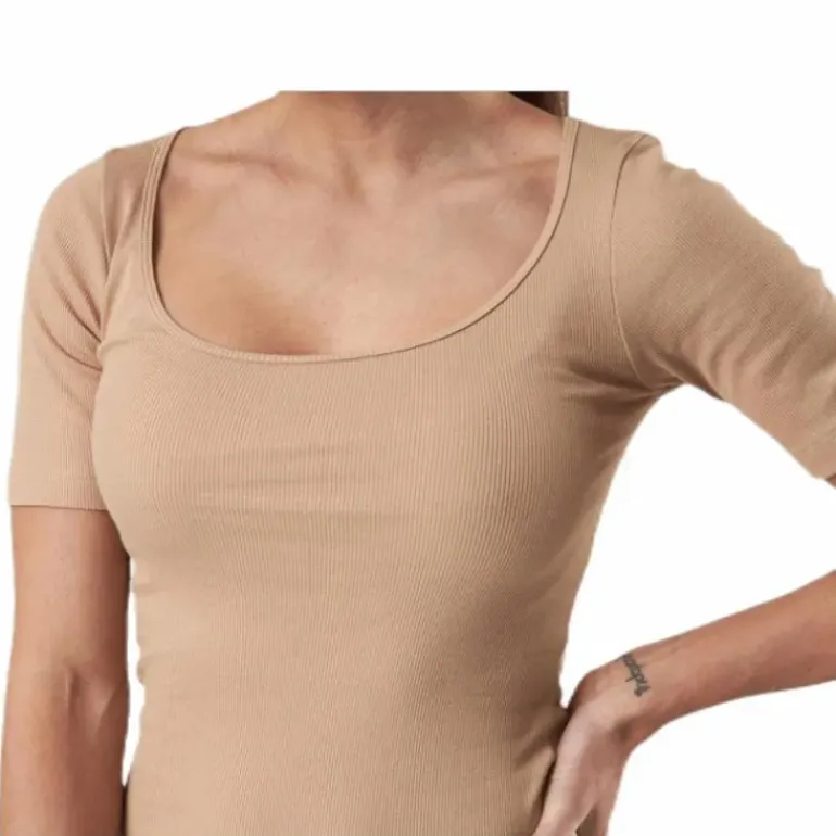 T-shirt Ribbed Beige