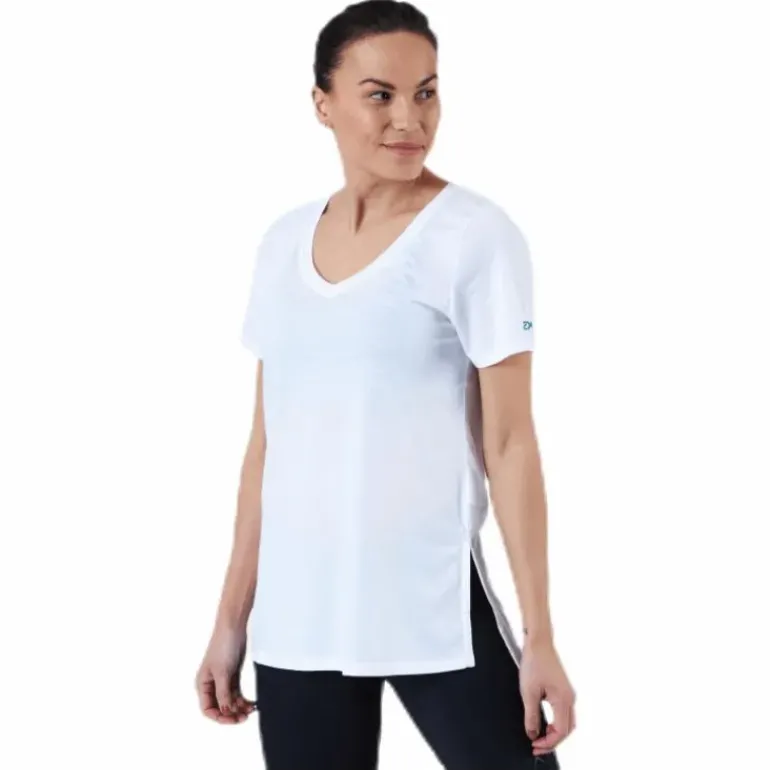 URBAN V Neck Hi Low Tee White