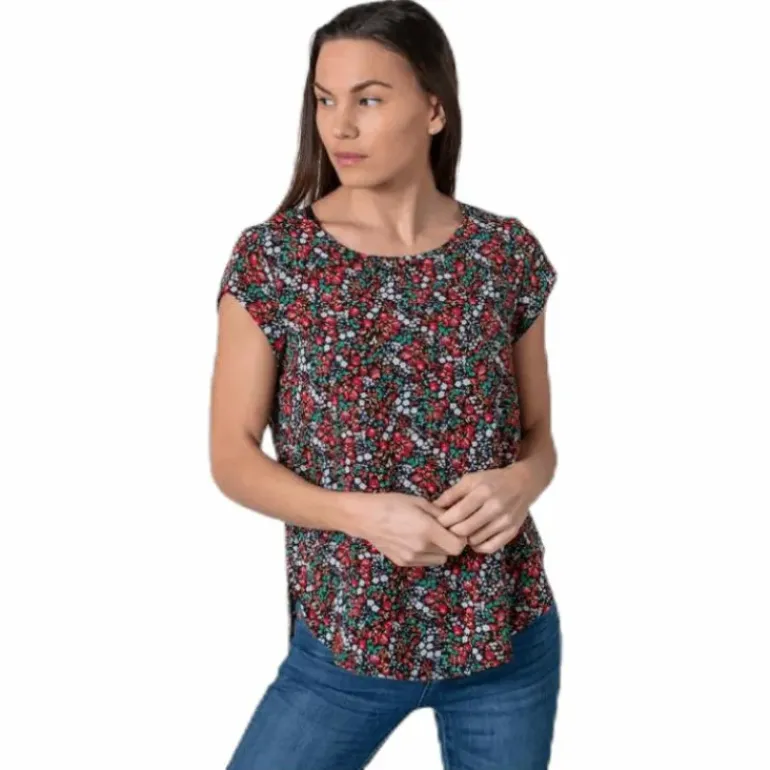 Vic Ss Aop Top Wvn Black