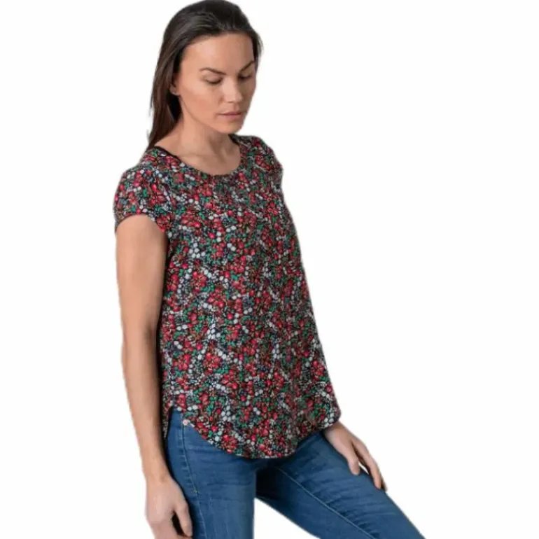 Vic Ss Aop Top Wvn Black