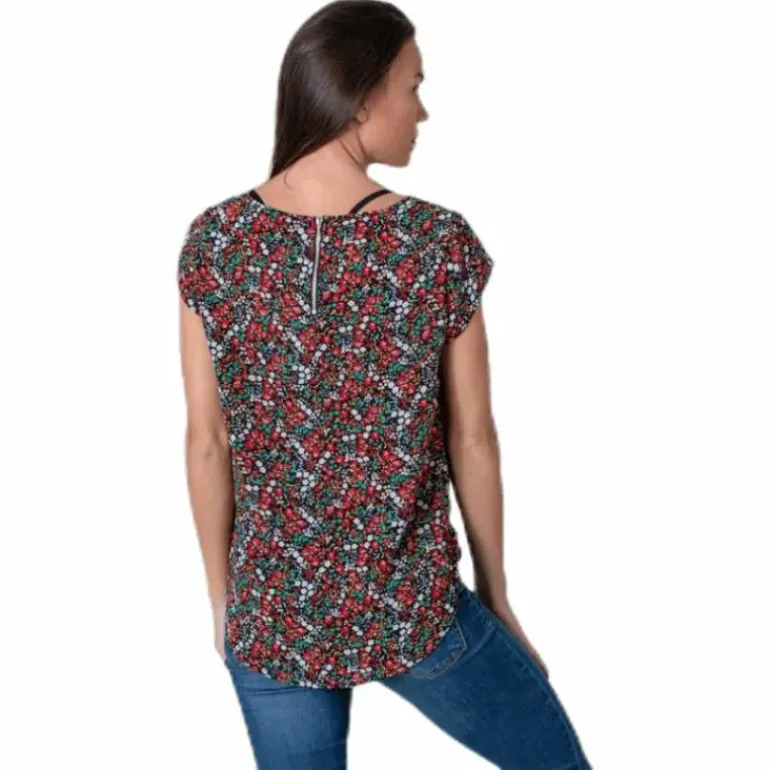 Vic Ss Aop Top Wvn Black