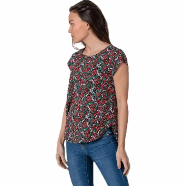 Vic Ss Aop Top Wvn Black