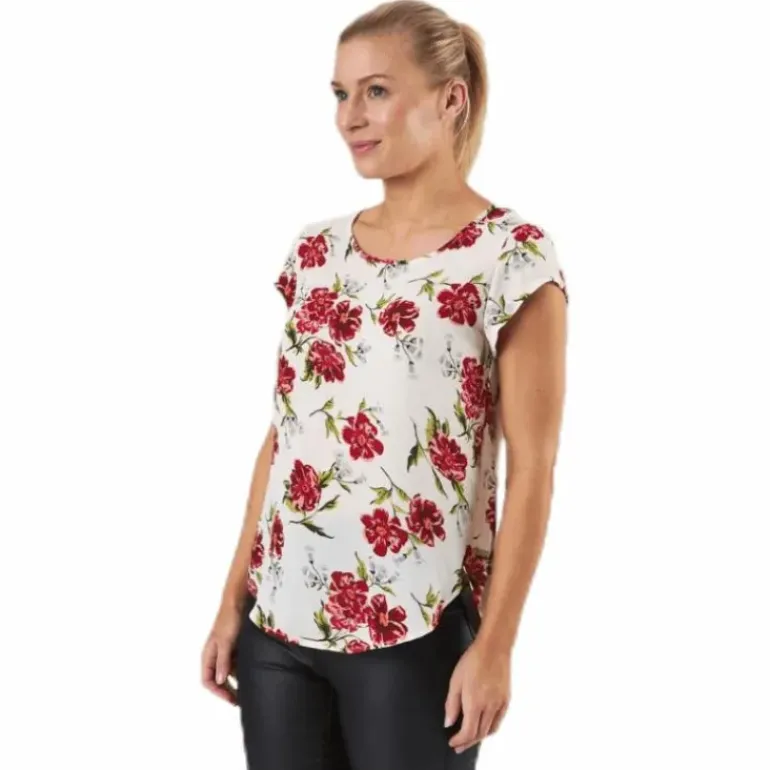 Vic Ss Aop Top Wvn Pink