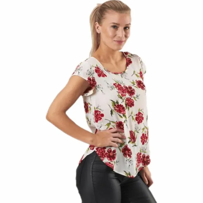 Vic Ss Aop Top Wvn Pink