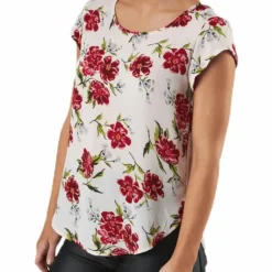 Vic Ss Aop Top Wvn Pink