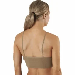 Vicky Rib Seamless V-neck Top Beige