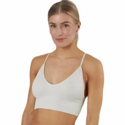 Vicky Rib Seamless V-neck Top Grey