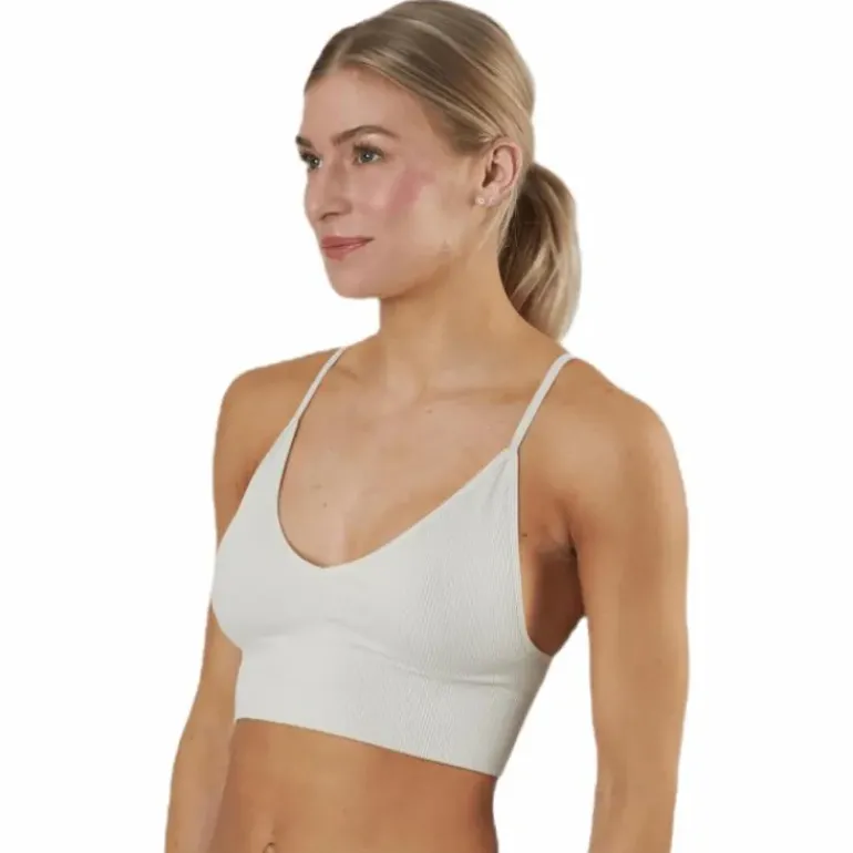 Vicky Rib Seamless V-neck Top Grey
