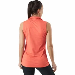 W Cloudspun Coast Sl Polo Hot Coral Heather