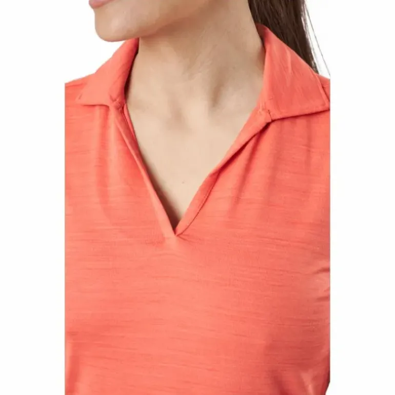 W Cloudspun Coast Sl Polo Hot Coral Heather