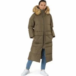 W. Loose Fur Hood Coat Mole