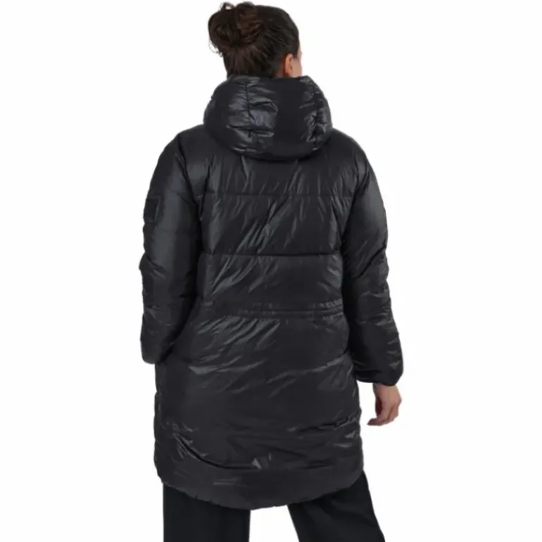 W. Mid Length Shiny Jacket Black