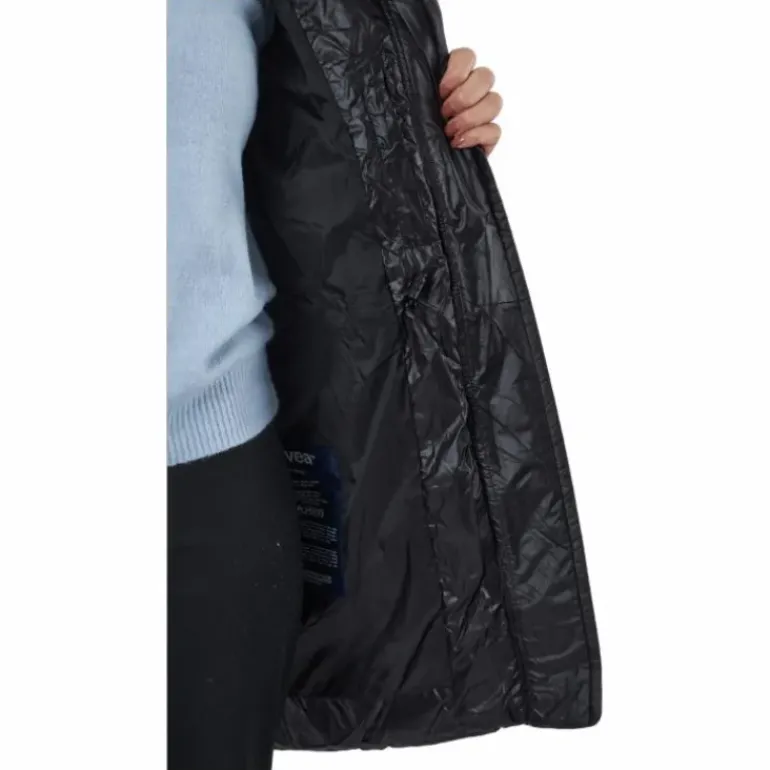W. Mid Length Shiny Jacket Black
