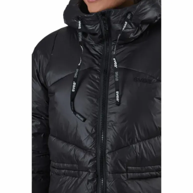 W. Mid Length Shiny Jacket Black