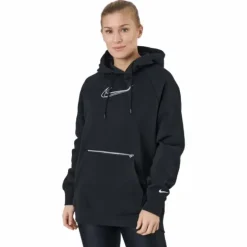 W Nsw Po Hoodie Os Bb Flc Prnt Black/white