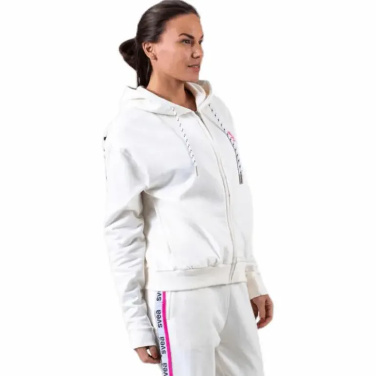 Woven Logo Tape Zip Hood White
