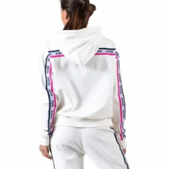 Woven Logo Tape Zip Hood White