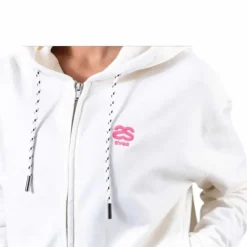 Woven Logo Tape Zip Hood White